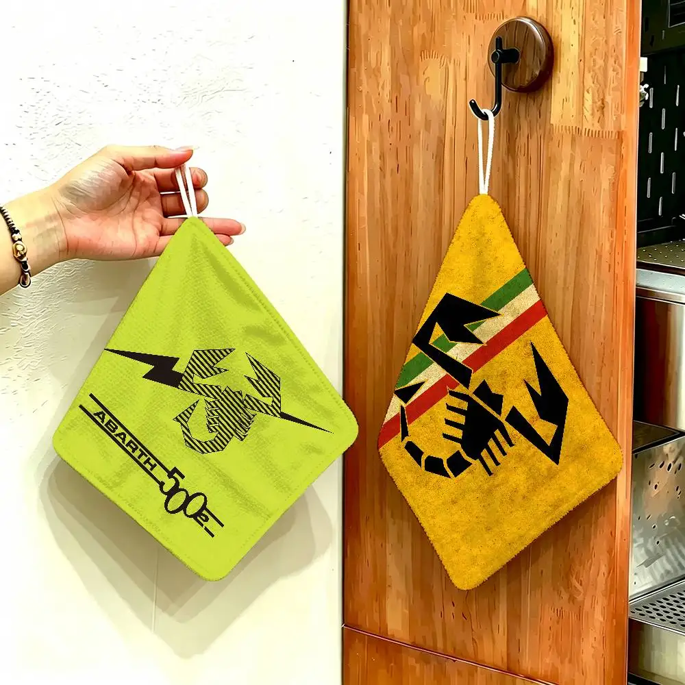 Italie Car Abarth logo Hanging Kitchen Towel, Polyester Cotton Material, Wear Resistant Hand Wiping Towel for Home