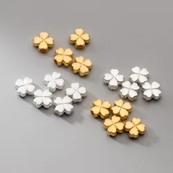 100% Real Sterling 925 Silver Through-hole Septal Beads Charm Four Leaf Clovers Diy Material Accessory For Bracelet Necklace