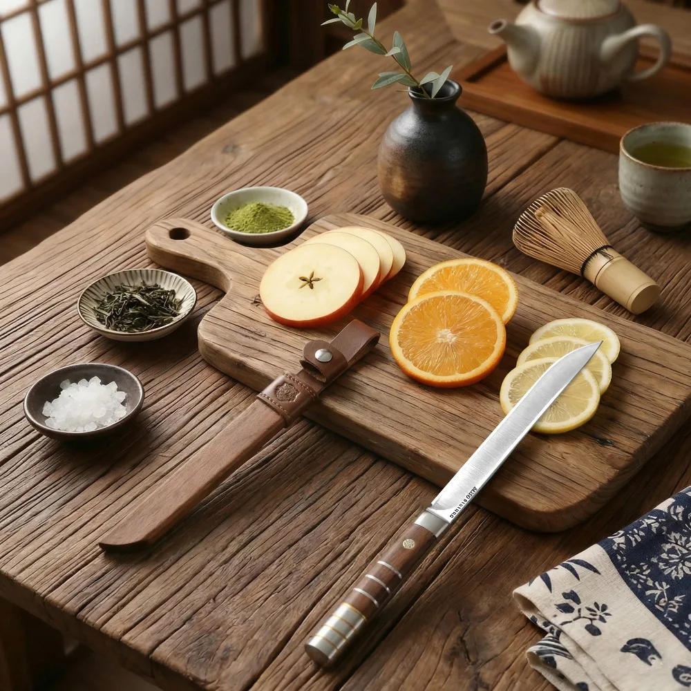 Premium High Carbon Steel Sashimi Chef Knife, Sharp Samurai Straight Blade Kitchen Cutting Knife for Seafood & Meat Preparation