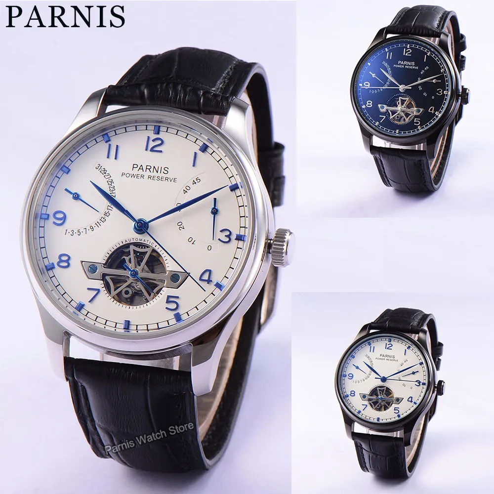 

Parnis 43mm Automatic Movement Men's Boys Casual Watch White Dial Power Reserve Indicator