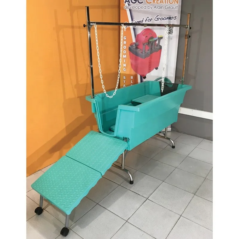 

Dog Grooming Bathtub With Stairs Dog Wash Station Adjustable Height Electric Pet Grooming Bathtub for Pet Hair Salon