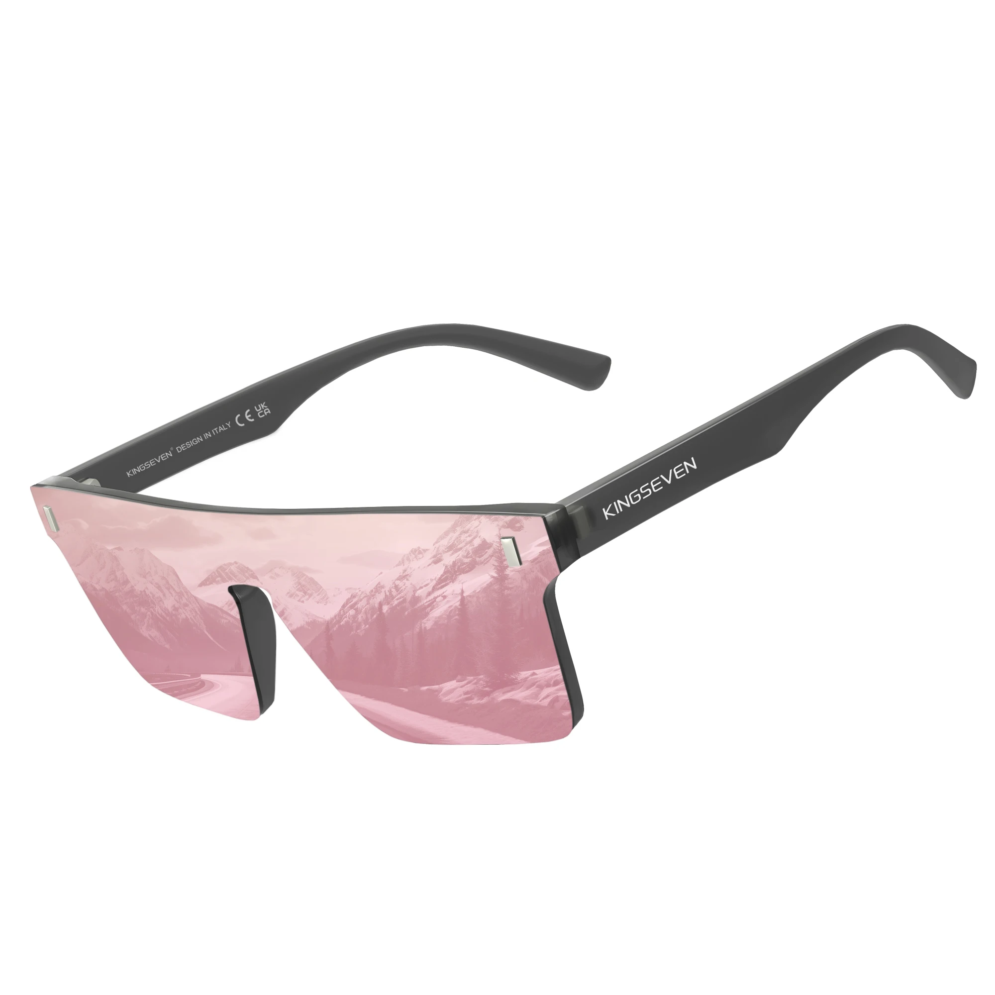 KINGSEVEN Neue Mode-Design frauen Gläser Randlose Sonnenbrille Großen Rahmen Polarisierte Männer Retro Sonnenbrille – Detail 5