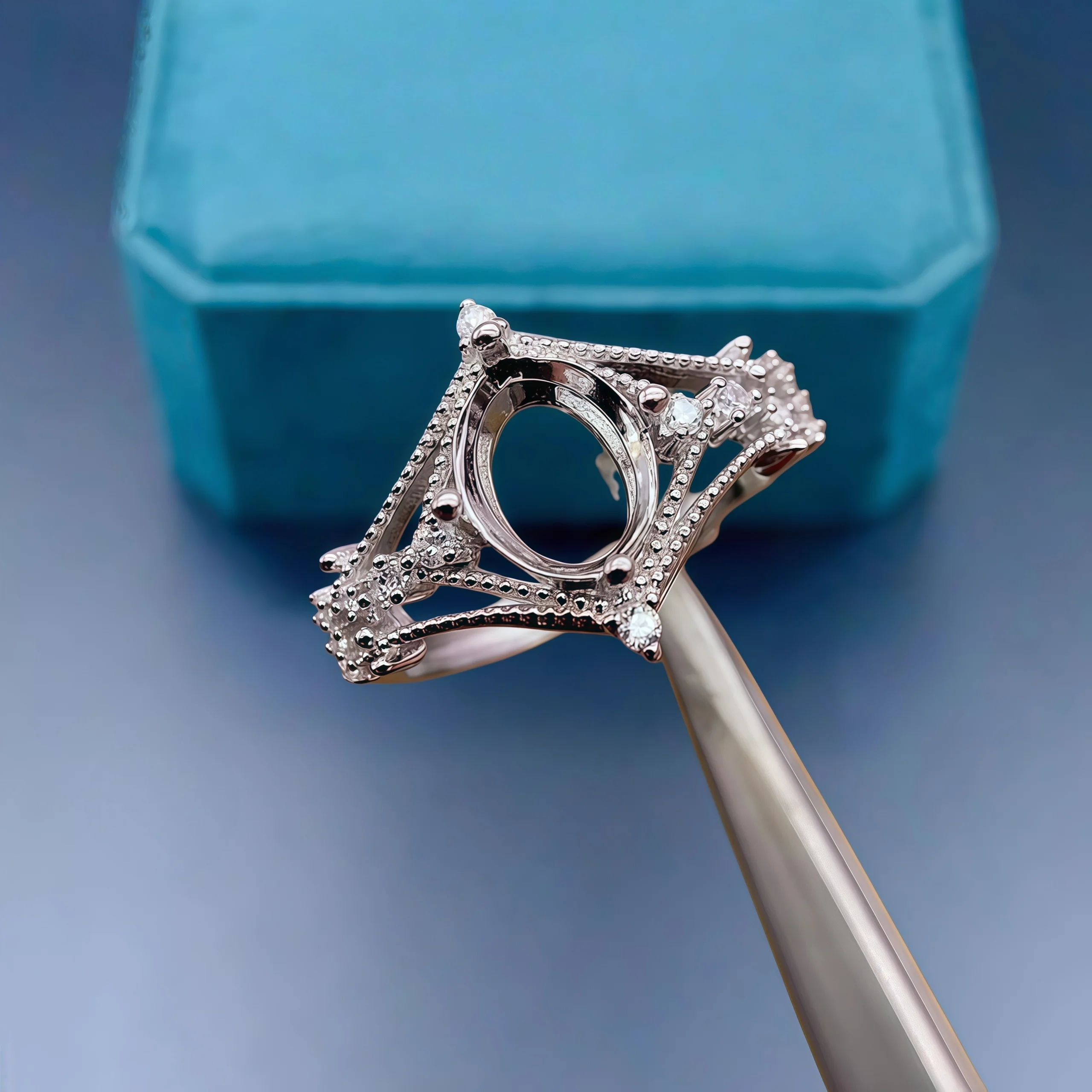 

Модный DIY-держатель для колец из стерлингового серебра S925, 7*9 мм, с эллиптическим камнем, тонкий ажурный дизайн, шарм, свадебные украшения для женщин