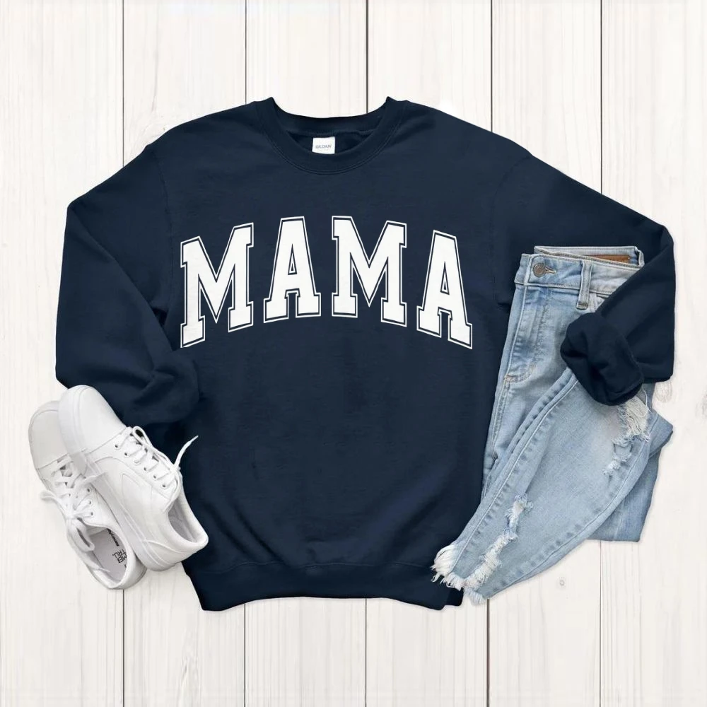 맘 레터 프린트 스웨트 셔츠 캐주얼 여성 긴 소매 라운드 넥 후드티 유행하는 다용도 신상 Y2K 스트릿 탑