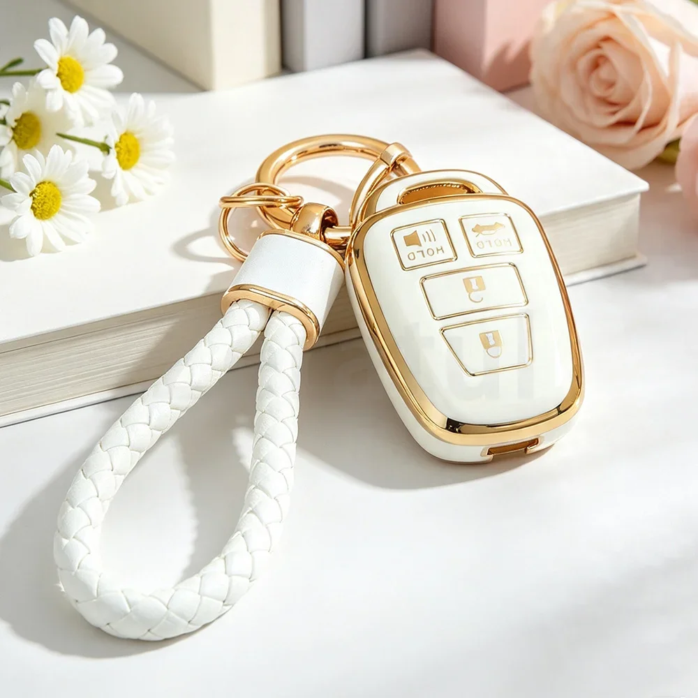 4 Buttons Soft TPU Keyless Car Key Case Shell Fob For Toyota Aqua Ractis Vitz RAV4 HiAce Land Cruiser 2010-2019 Cover Holder