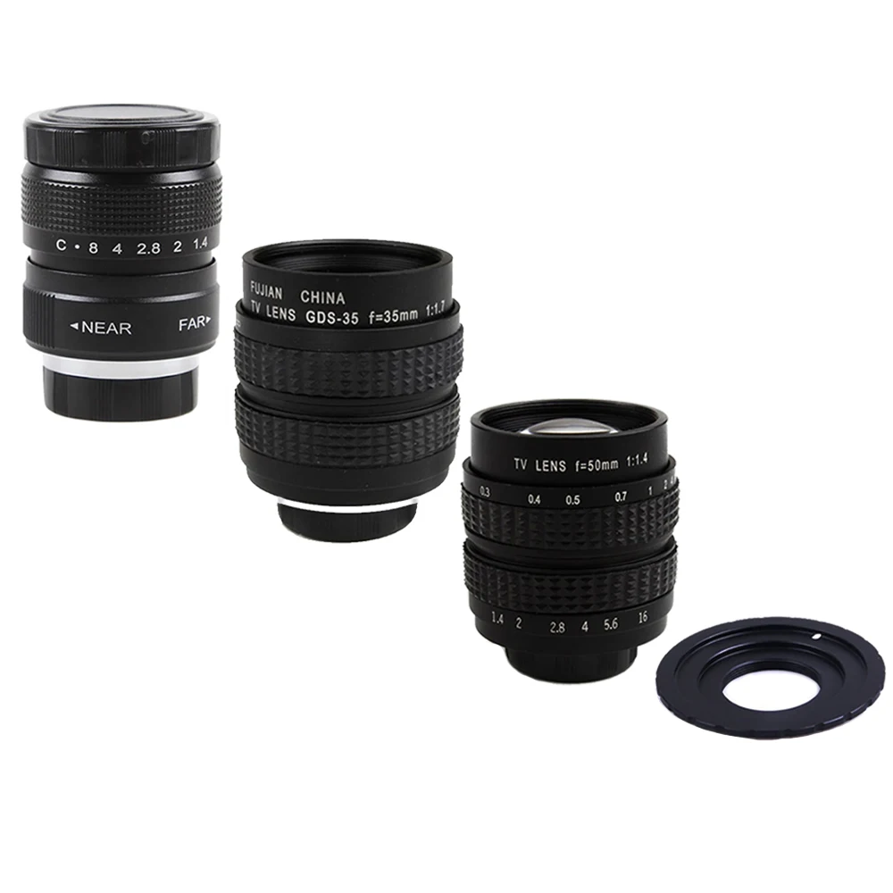 Fujian 25mm F1.4 / 35mm F1.7 / 50mm F1.4 CCTV TV Movie lens +C-ring for Fuji Fujifilm Nikon 1 Canon EOS.M R Sony NEX C-M4/3