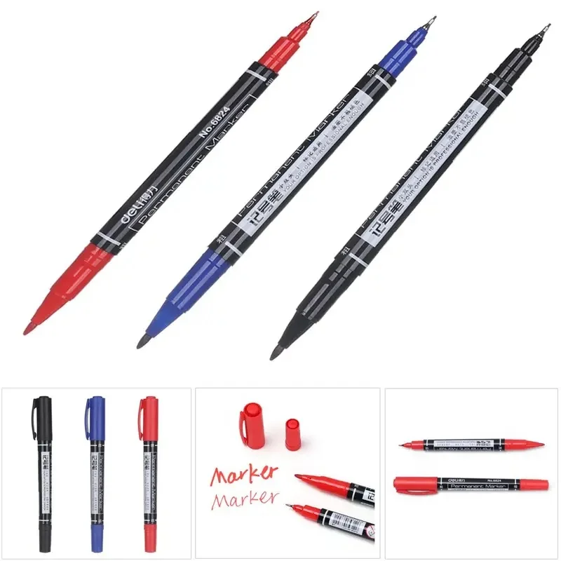 3/6/9/12/15/18Pcs Colored Dual Tip 0.5/1 Mm Fast Dry Permanent Sign Marker Pens For Fabric Metal Quality Fineliner For Drawing