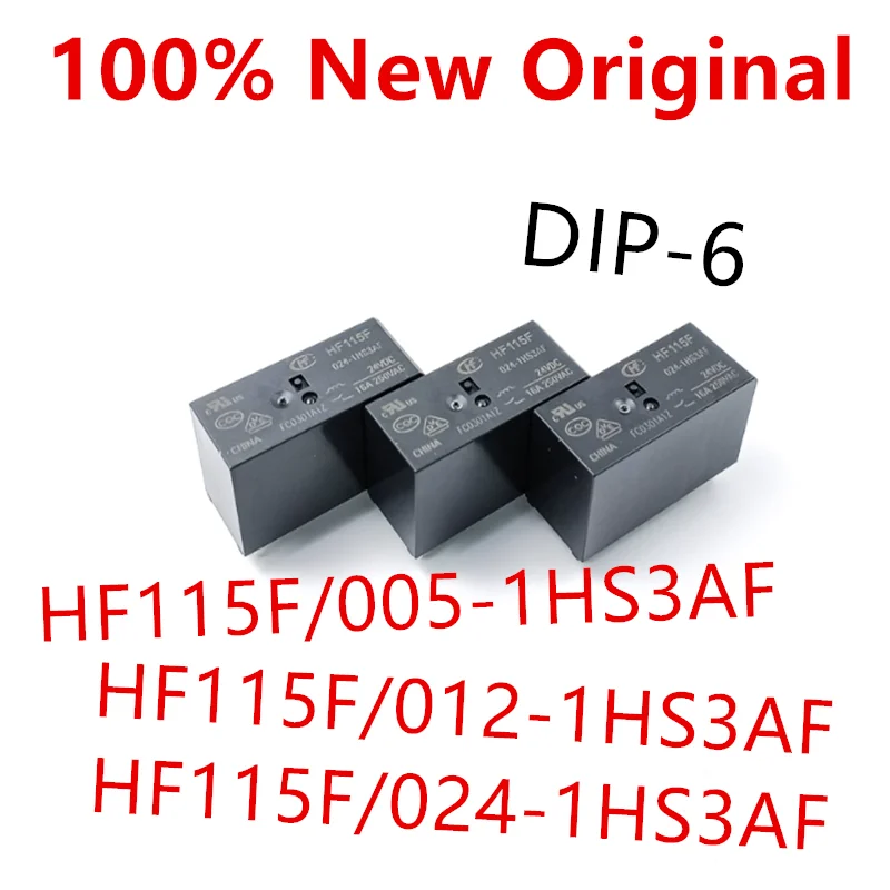 10piece  HF115F/005-1HS3AF 、HF115F/012-1HS3AF 、HF115F/024-1HS3AF  DIP-6  New high-power relay  HF115F-012-1HS3AF 、HF115F-024