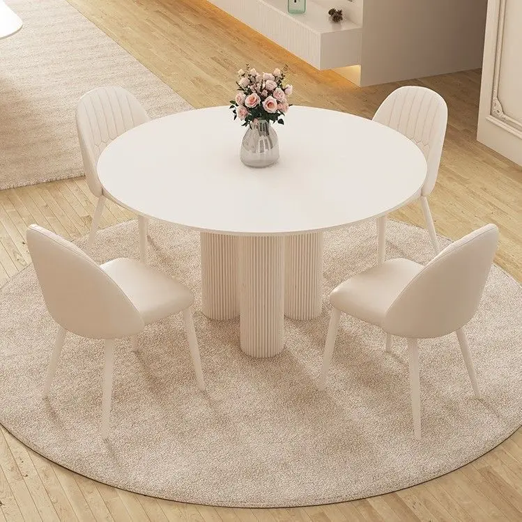 Internet celebrity light luxury rock plate dining table and chair combination modern simple round household small
