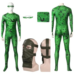 Riddler Cosplay Costume Adult Men TV Fantasy Jumpsuit Mask Headgear Outfits Halloween Carnival Party Disguise Suit