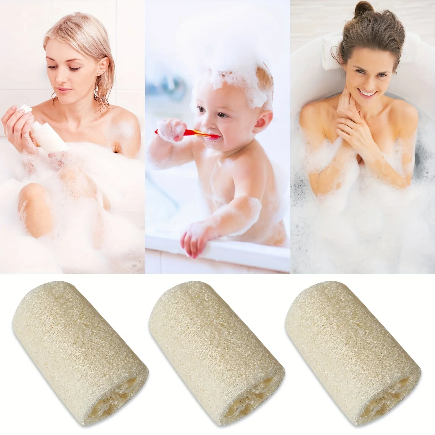 Natural Loofah Sponges Organic Luffa Bath Shower Sponge Exfoliating Body Back Scrubber for Men Women Adults SPA Beauty Bathing D