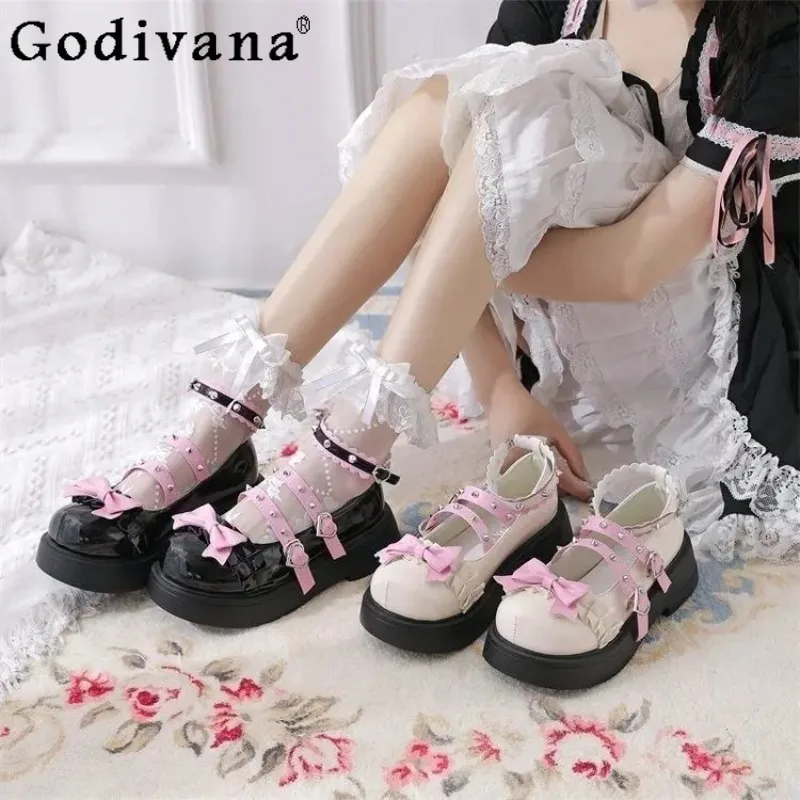 

College Style Sweet Cool Shoes for Women Original Lolita Original Thick Soled Shoes Girls Summer Y2K Subculture Punk Shoes