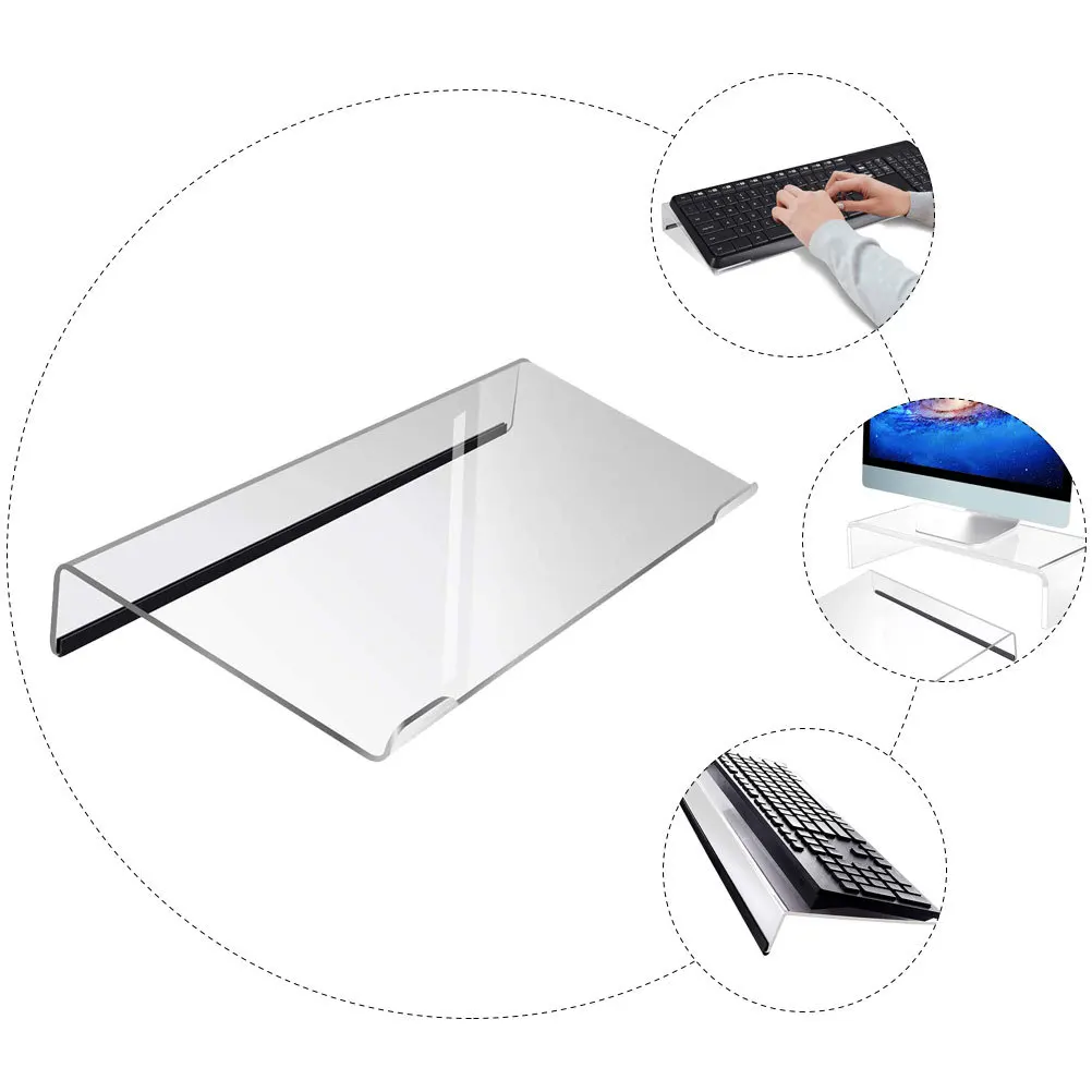 

Acrylic Keyboard Holder Transparent Ergonomic Design Smooth Edges Strong Load Capacity Space Saving Desktop Organizer For