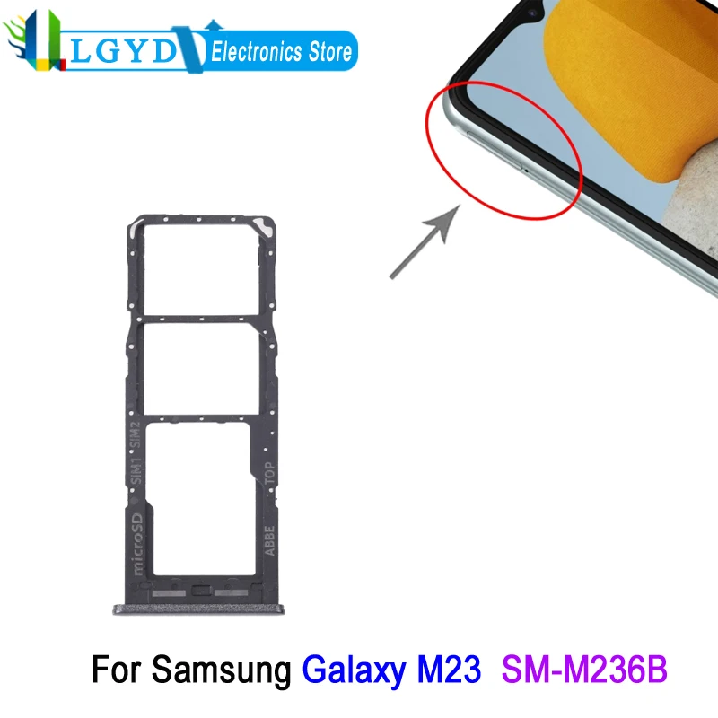 Dual SIM Card Tray For Samsung Galaxy M23 SM-M236B Phone SIM1+ SIM2 + Micro SD Card Tray Replacement Part