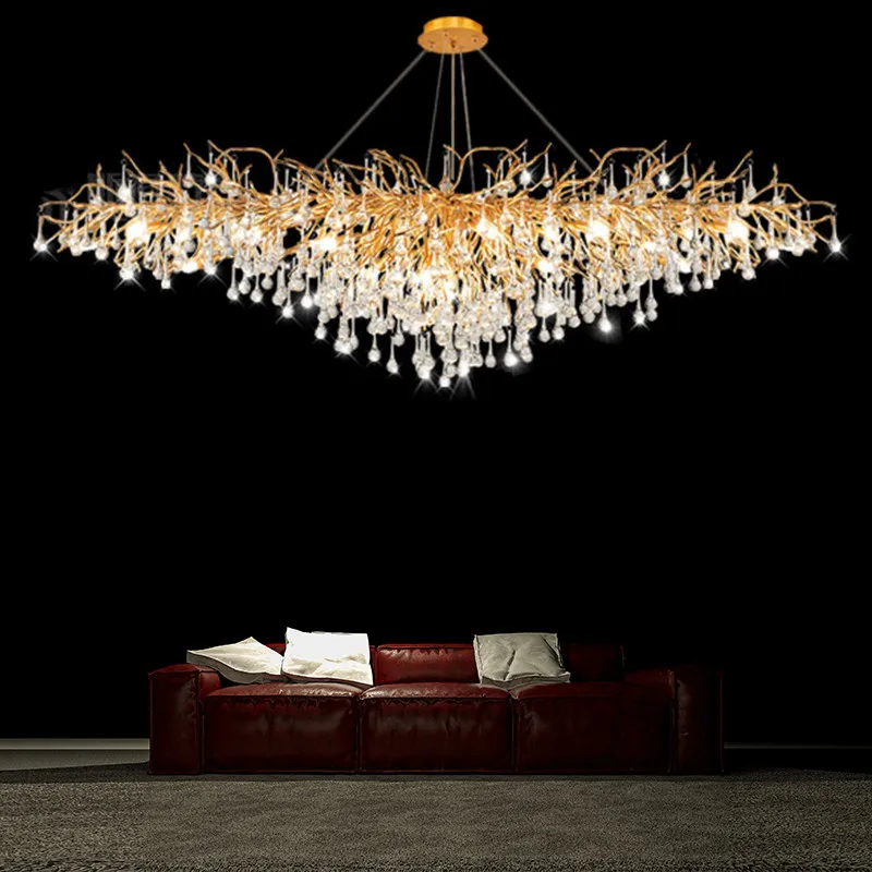 

American Rectangular Crystal Chandelier Living Room Lobby Hotel Light Fixtures Celling Chandelier Modern Decorative Led Lamps