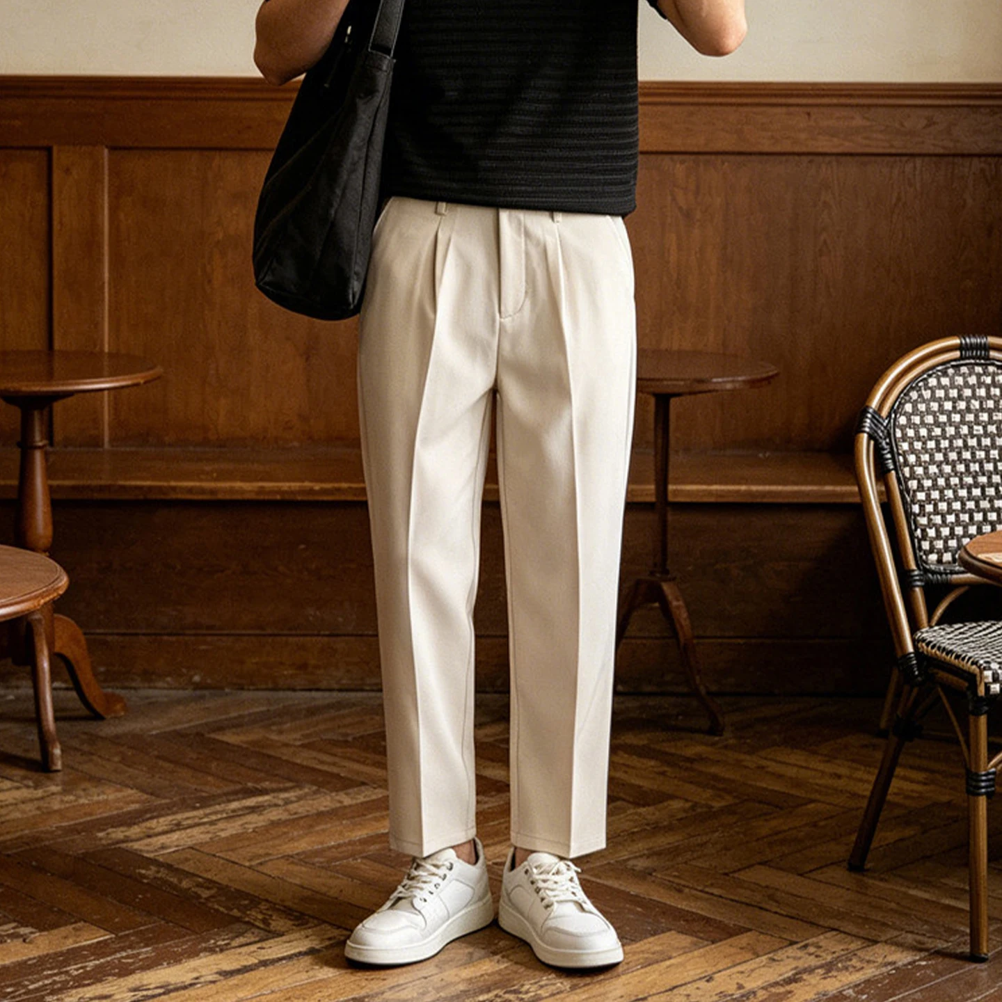 

Old Money Style Men's Summer Thin Trousers 2026 New Loose Straight Business Casual Cropped Pants