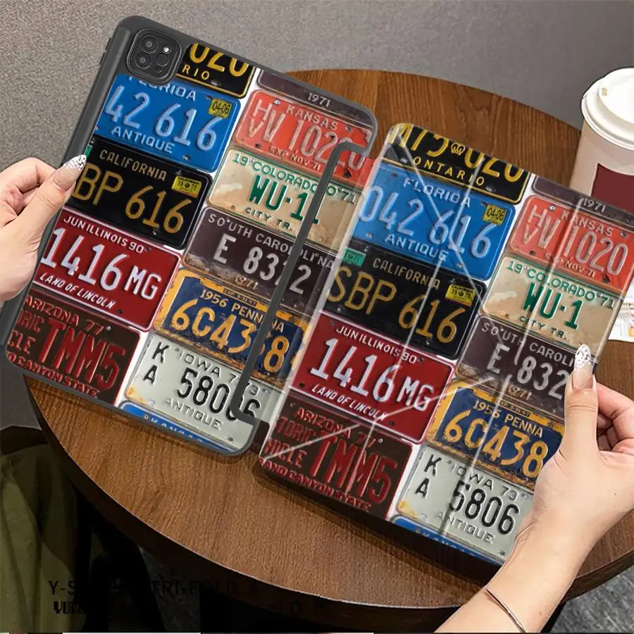 

Tablet Case For iPad Mini 6 7 Pro 2025 Pro 11th 10th 9th 8th 7th 12.9inch Air 4 5 M3 M2 1 2 M4 11inch Holder Cover Retro License