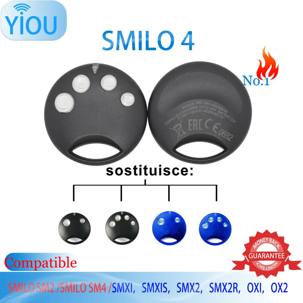 YIOU  433.92MHZ SMILO SM2 /SM4 scrollcode remote garage door for Open key transmitter