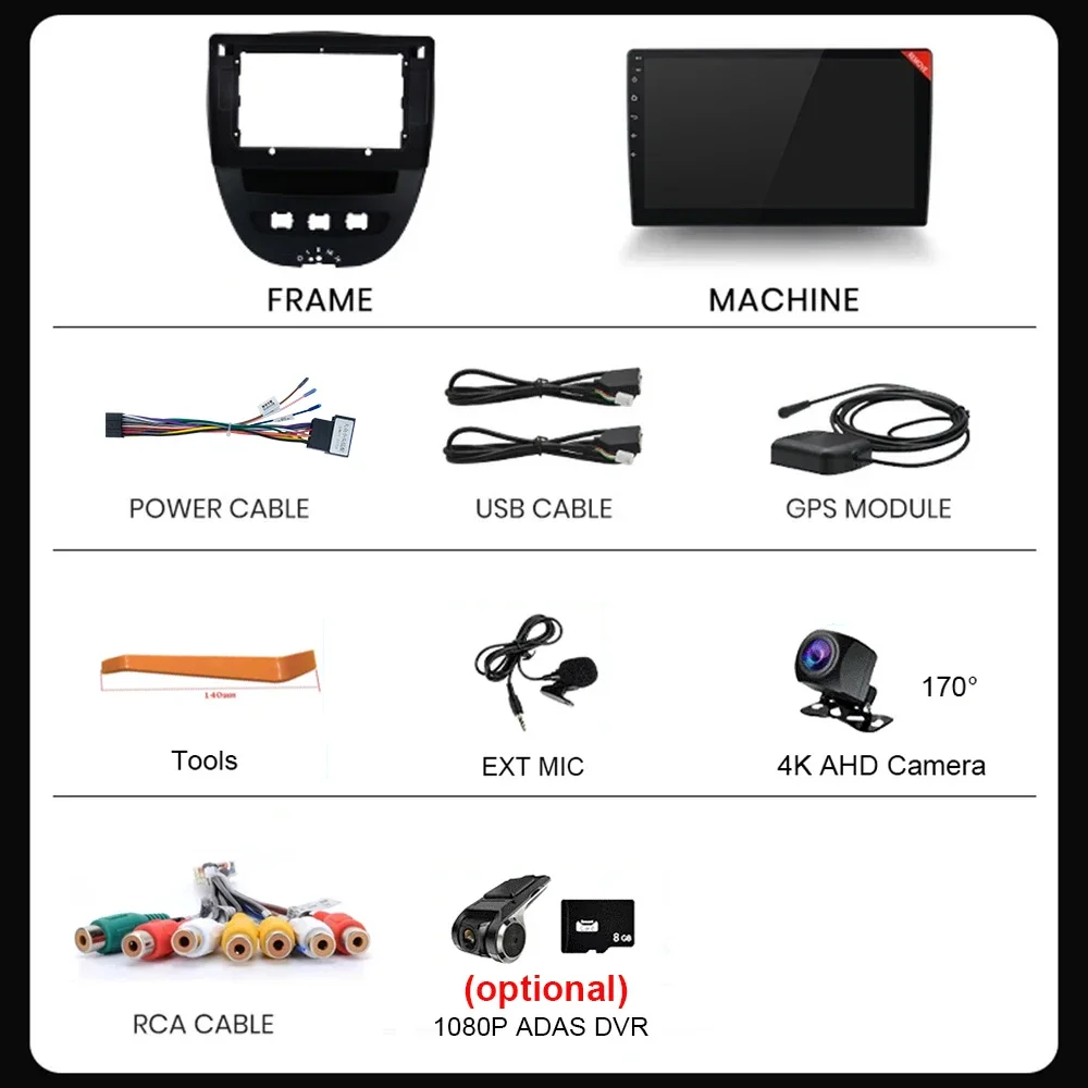 Android 16 2 Din Auto-Multimedia-Player Für Peugeot 107 Toyota Aygo Citroen C1 2005-2014 Kopf einheit Stereo GPS Navigation BT WIFI