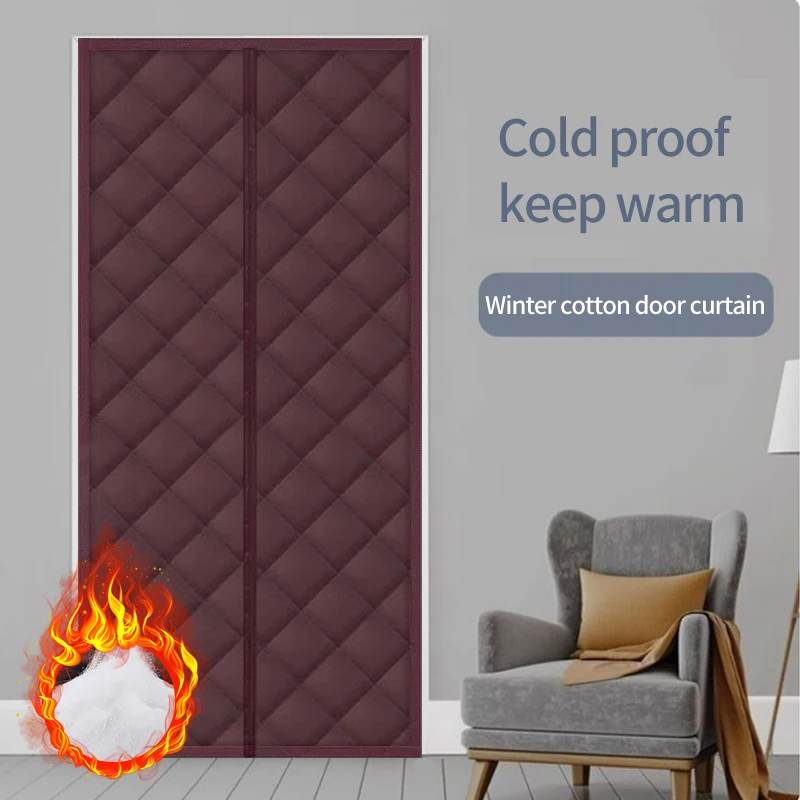 Magnetic door curtain, winter windproof and warm cotton door curtain, thickened, household insulation windproof partition curtai