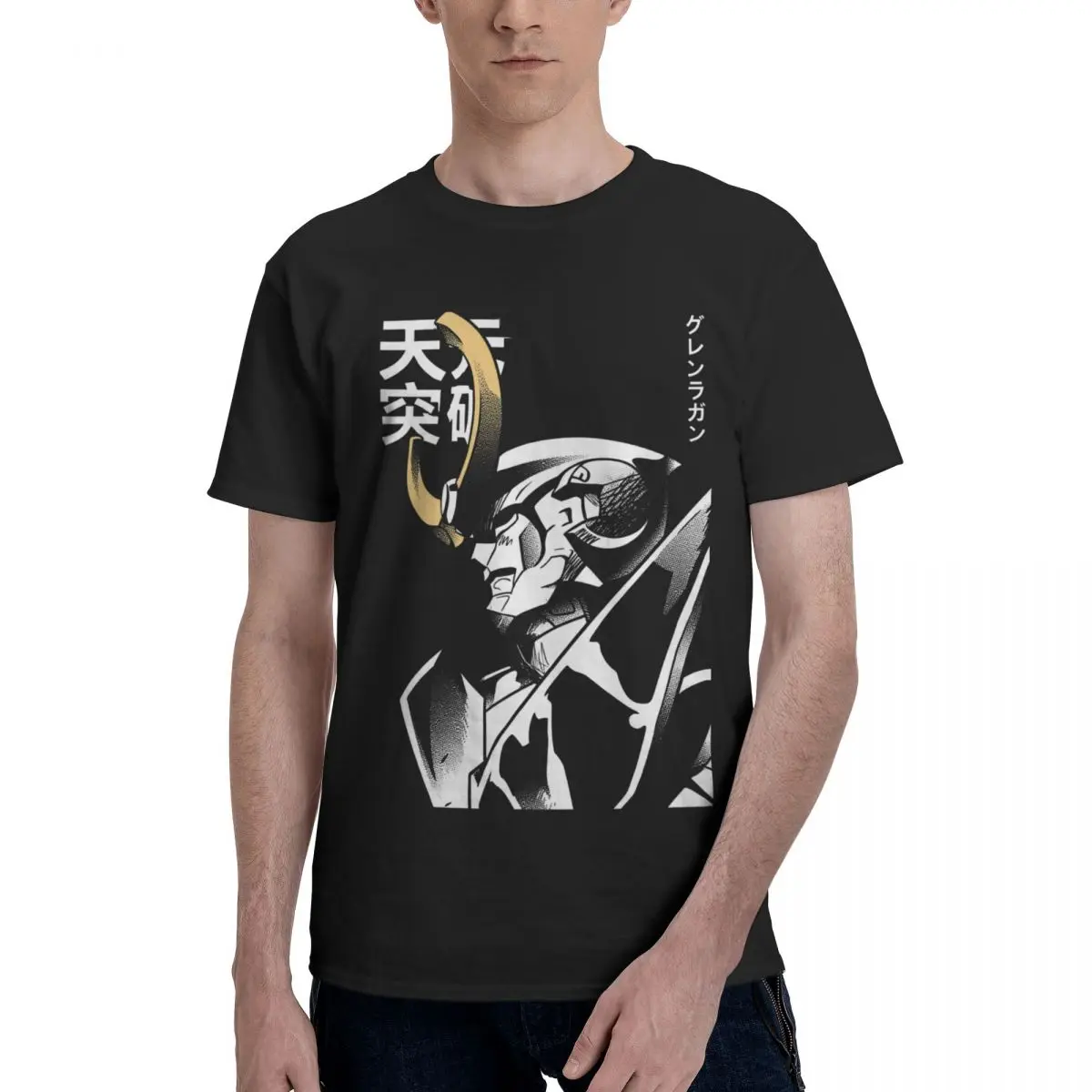 Men Anime Tengen Toppa Gurren Lagann Trendy T Shirt Vintage Cotton T Shirt Homme