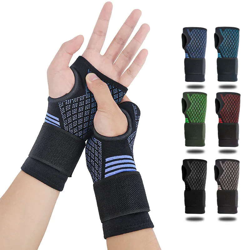 1PC Palm Guard Strap Adjustable Wrist Protector Knitted Nylon Breathable Palm Protection Gloves Fitness Sports Protective Gear