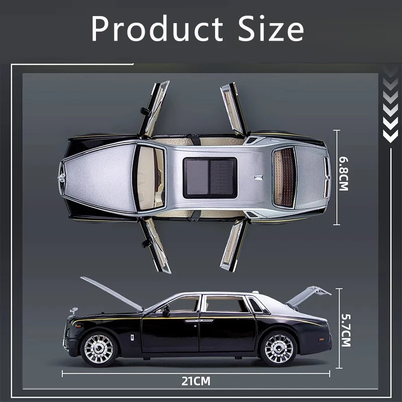 New 1:24 Rolls-Royce Phantom Alloy Car Model Simulation Sound And Light Pull-Back Toy Car Metal Boys Collection Ornaments Gift