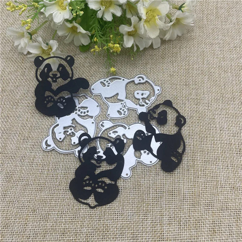 3Pcs panda coration Metal cutting dies  mold Round hole label tag Scrapbook paper craft knife mould blade punch stencils dies