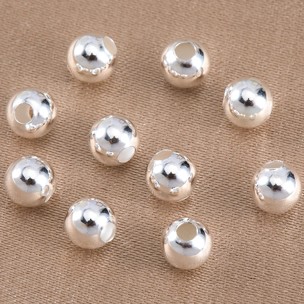 10-40 sztuk 925 srebro 2-4MM okrągła kula dystansowa luźny koralik dla DIY bransoletka naszyjnik akcesoria do wyrobu biżuterii