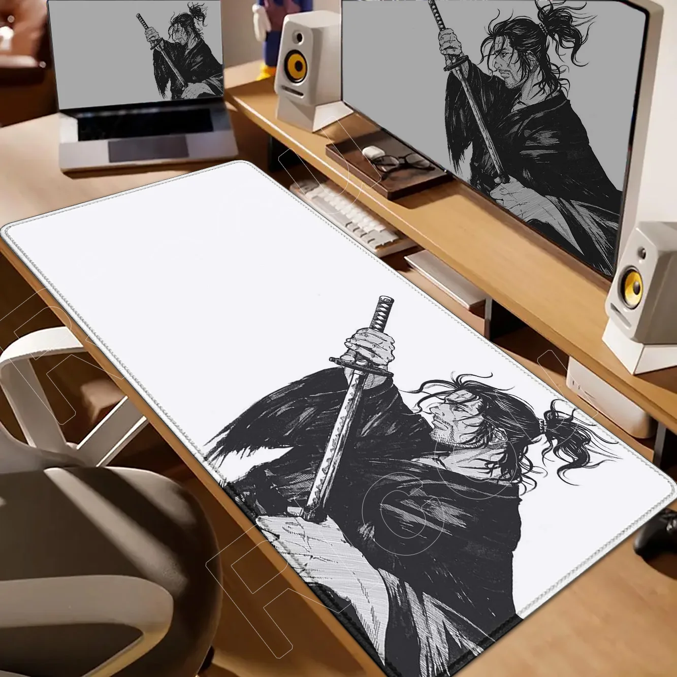 Xxl Comic Mouse Pad PC Gamer Pad Computer Gaming Accessories Samurai MousePad Computer Laptop Wanderer Miyamoto Musashi Desk Pad