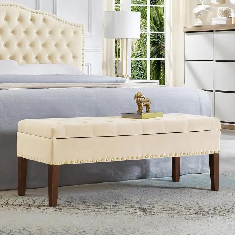 

Tufted Storage Bench - Stylish and Functional Seating with Hidden Storage for Living Room, Bedroom, or Entryway
