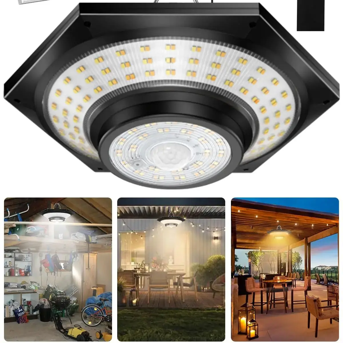 228LED Solar Hanging Lights, 1200LM Solar Powered Work Light Adjustable Solar Security Lamp