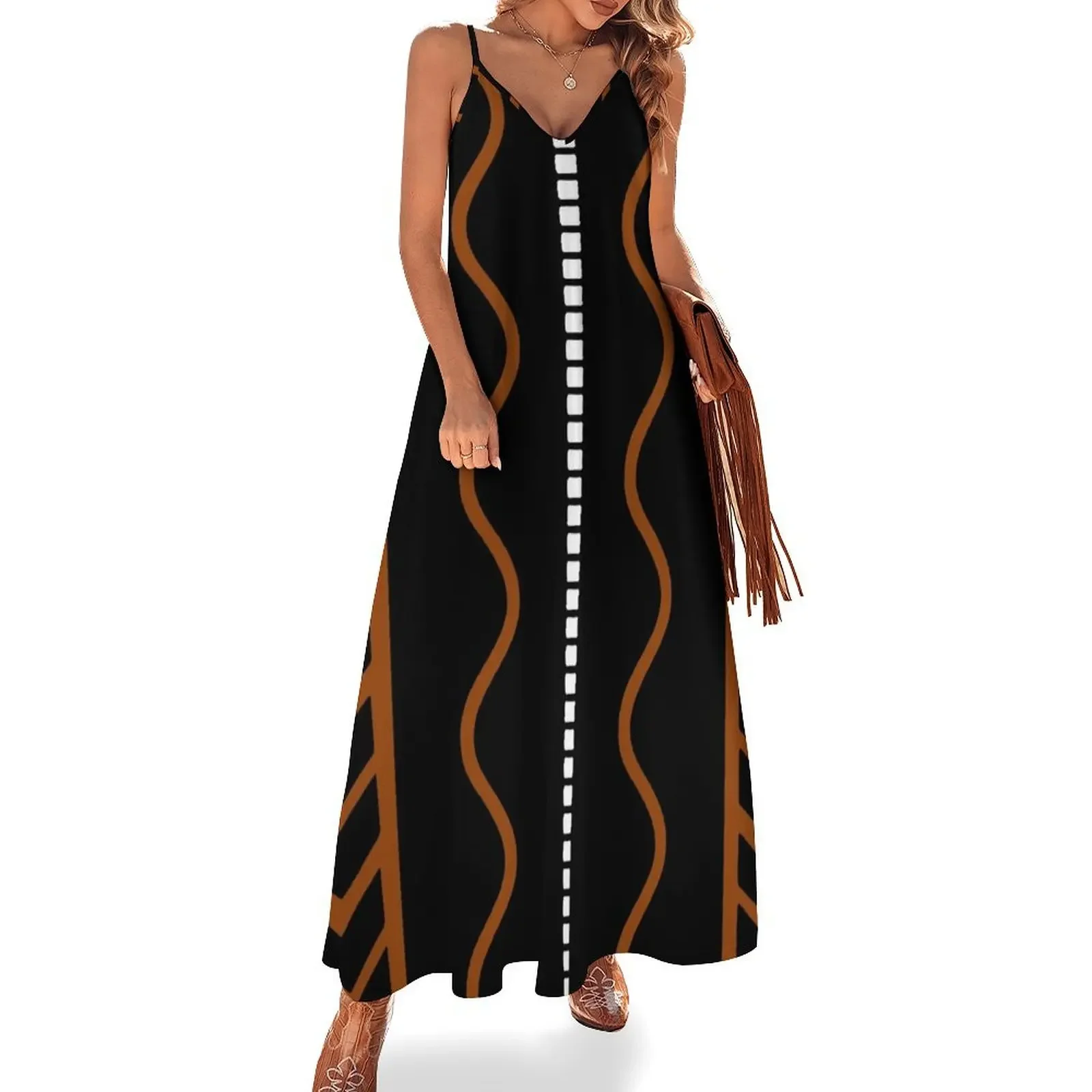 African Mud Cloth Fabric Design Sleeveless Dress women's dresses luxury sexy dress prom clothes