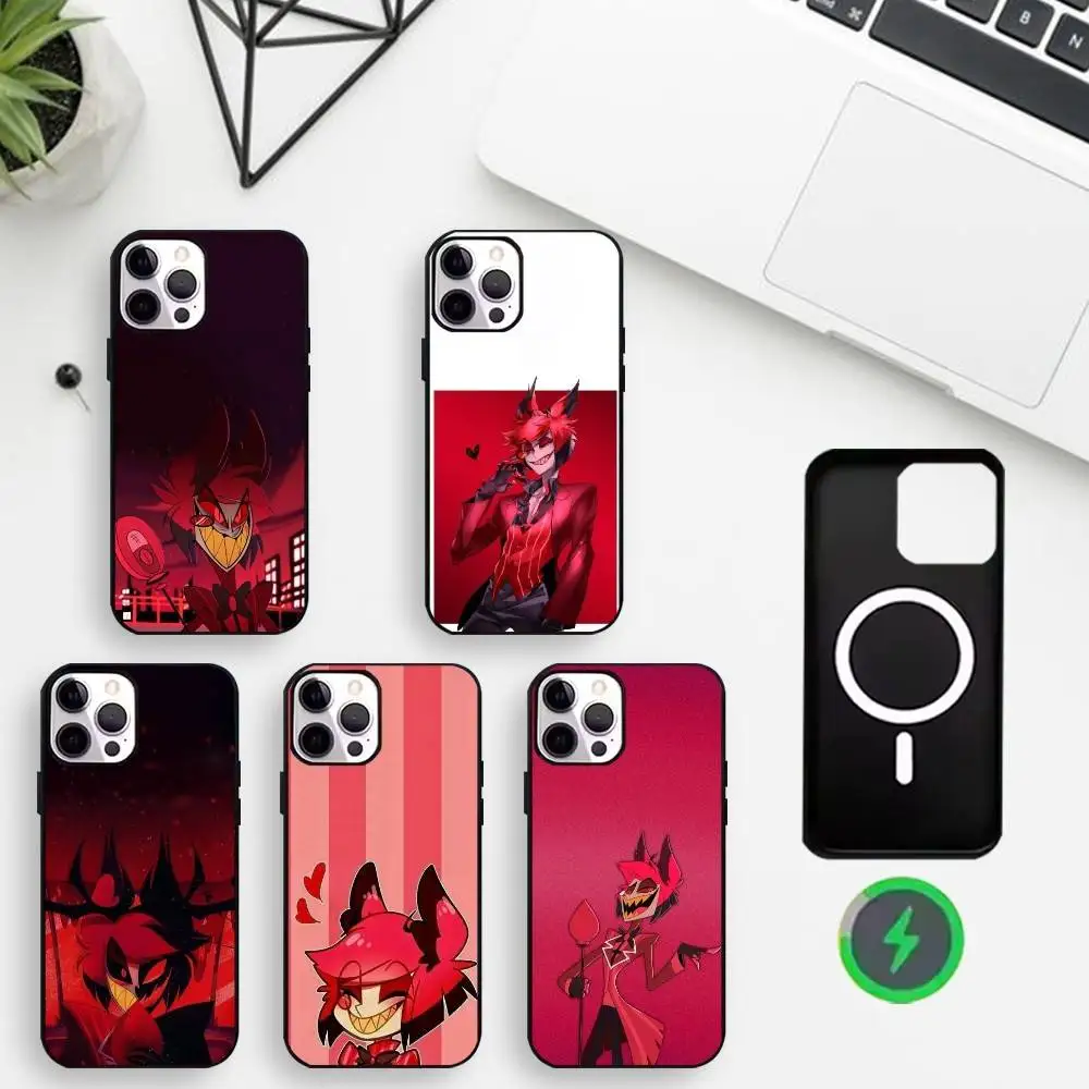 

1PC Animation A-Alastor Phone Case For iPhone17,16,15,14,13,12,11 Max Black Wireless Charging Protecitve Cover