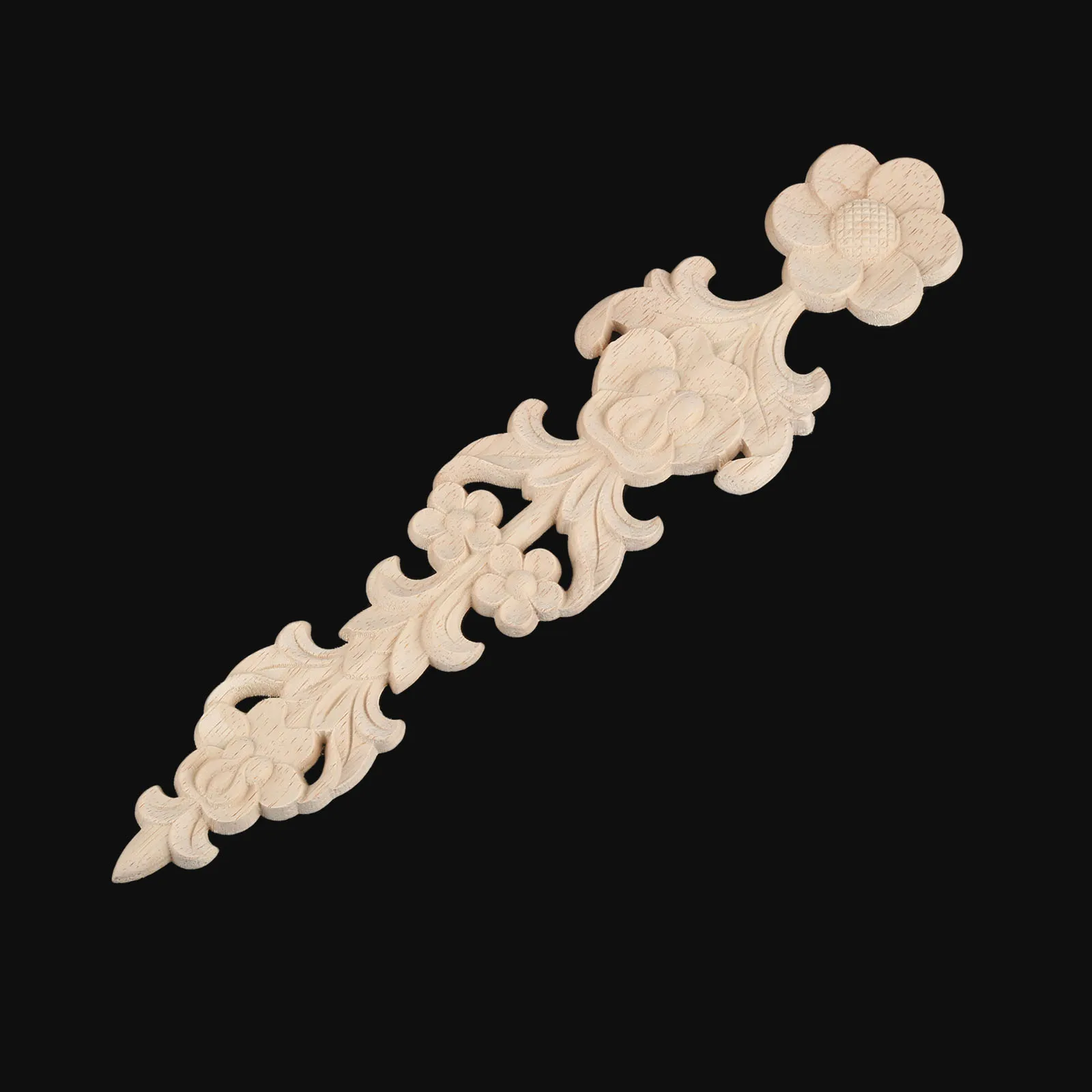 2pcs Wooden Hollow Flower Pattern Decal 28cm/11Inch Long Oak Applique Decor Kitchen Cabinet Furniture Door Box Home/Hotel/Office