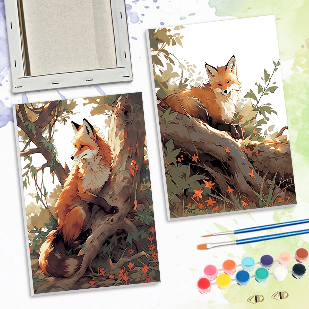 

SDOYUNO Paint By Numbers For Beginner Cute Fox on the Tree Animals 20x30cm ready Frame Acrylic Paints Watercolor Canvas Wall Art