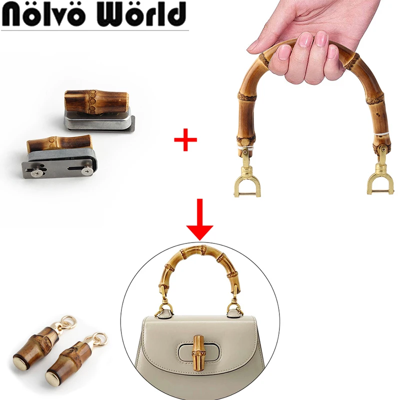 

Bamboo Bag Handles With Clasp Buckle For Handbag Shoulder Bags Strap Crossbody Metal Turn Twist Locks Connect Hook Accessories