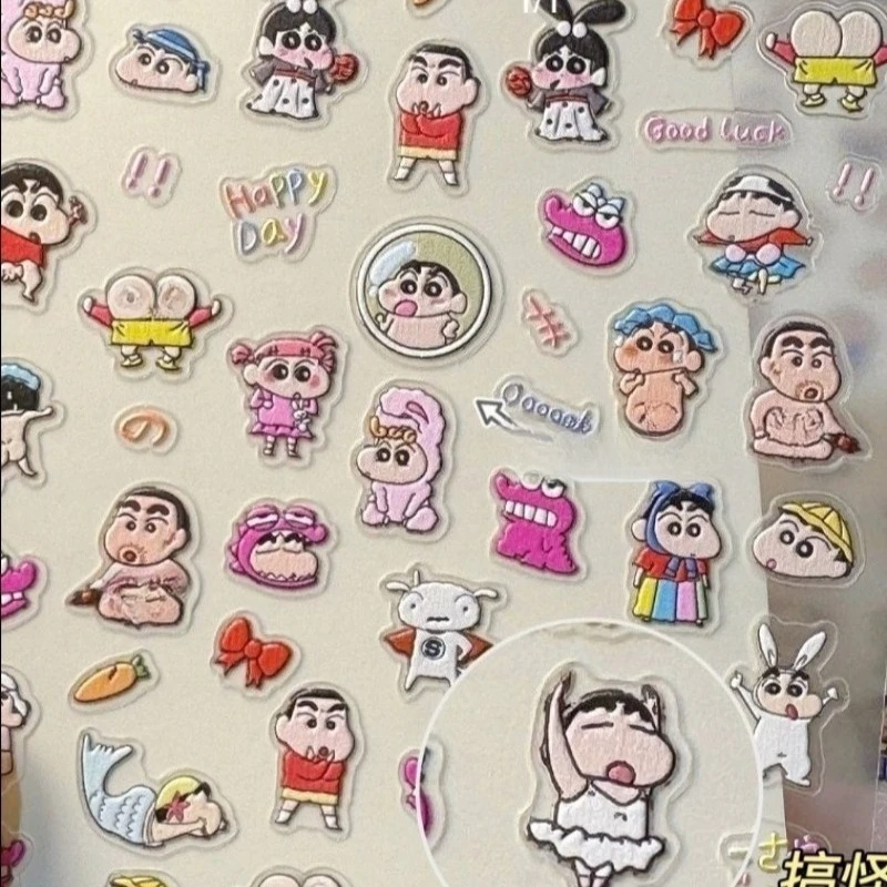 Crayon Shin-chan Creative Paper Guka Notebook Embossed Stickers Cartoon Phone Stickers Nail Art Stickers Accessories Gift view 6