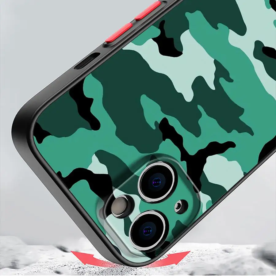 حافظة بنمط مموه لهاتف آيفون 15 Plus 12 13 Mini 11 XS 16e 14 17 16 Pro Max 17 غطاء هاتف خلفي هوائي #2