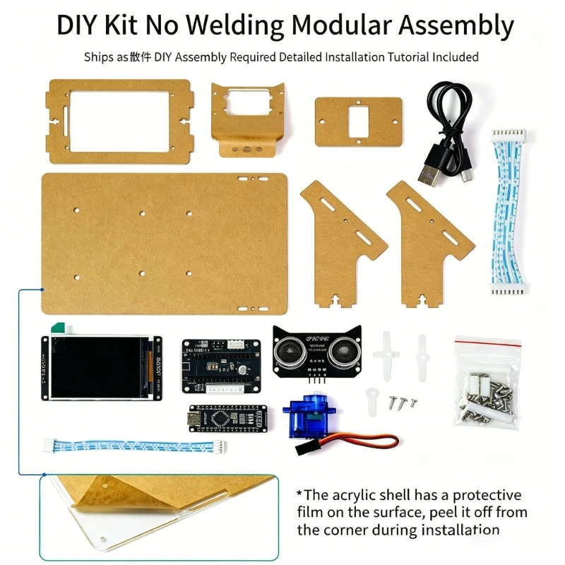 W3JE Ultrasonics Radars Scanner DIY Set For Coding Learning Programming Stem Education 0-180 Degree Servo Scan Digital Display