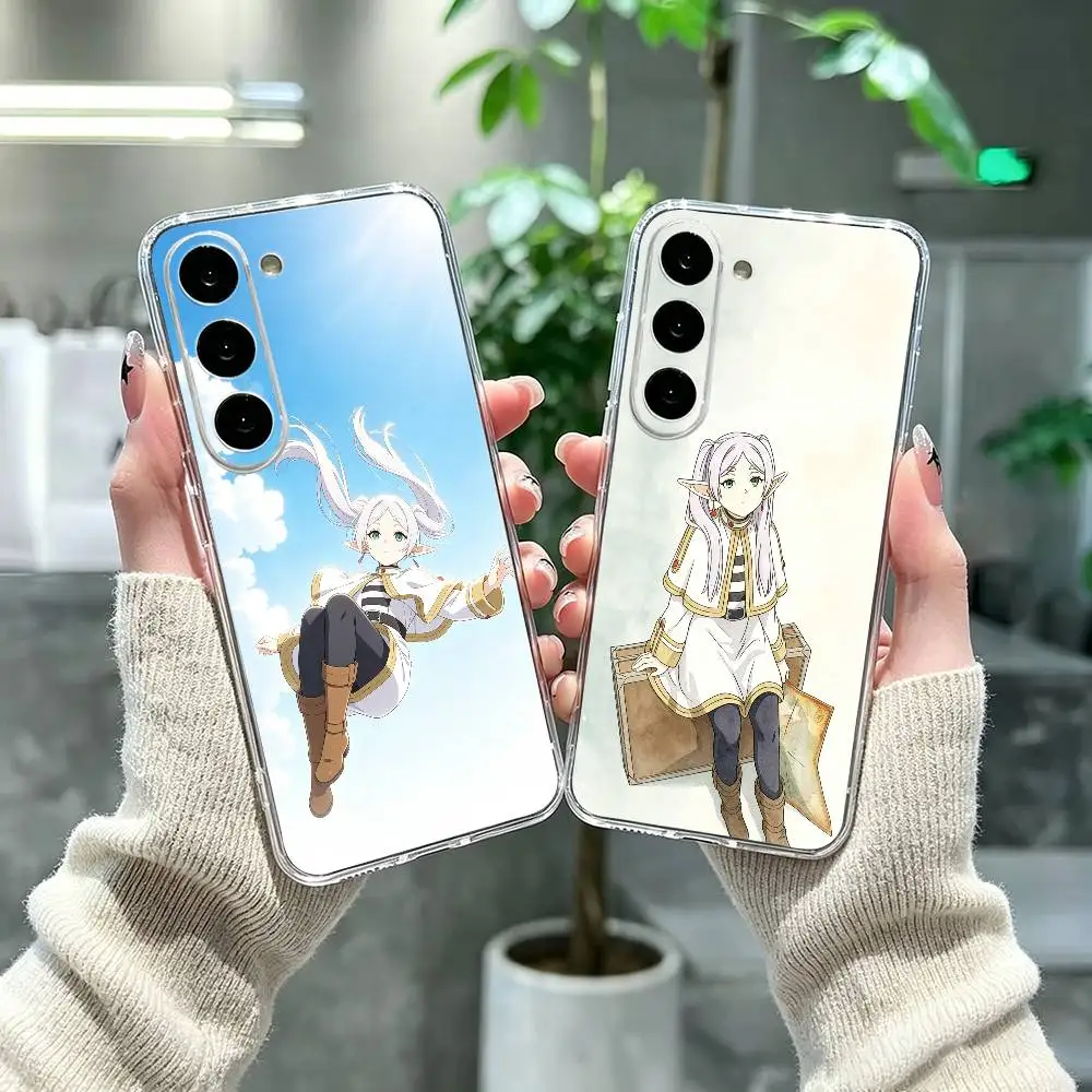 Funny anime Frierens Couple Hot Plating Phone Case For Samsung A71, A70, A52, A51, A40, A30, A20 Transparent Cover