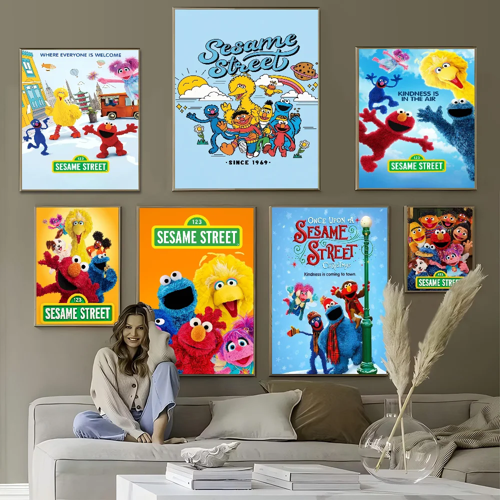

Sesame Cartoon Street Cookie Anime Classic Anime Poster Waterproof Paper Sticker Coffee House Bar Room Wall Decor