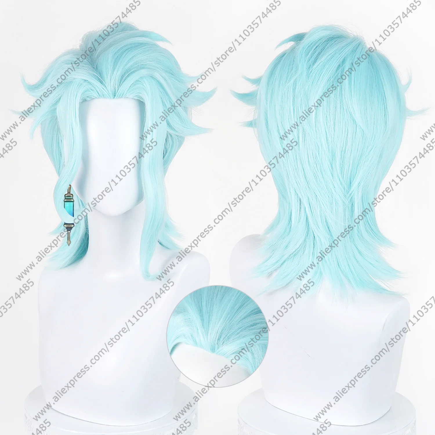 Perruque de cosplay Anime Dottore, Perruque de cosplay Fatui Doctor Il, Perruque courte pour homme de 43 cm, Cheveux synthétiques résistants à la chaleur pour Halloween