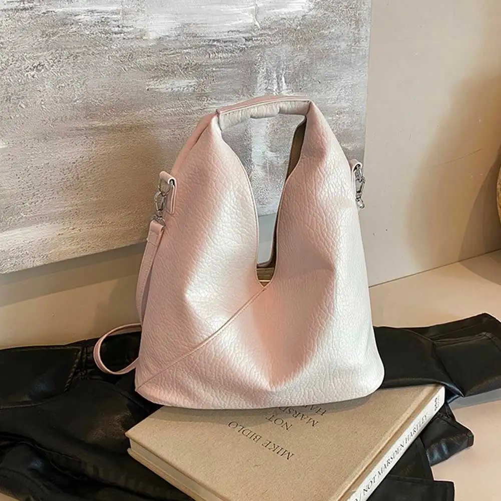 Tote Purse for Women Slouchy Underarm Bag PU Leather Solid Large Capacity Handbag for Work Travel Shopping