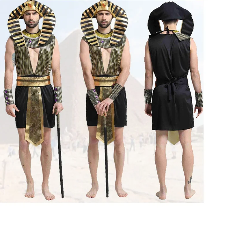 Costume da faraone egiziano dell'Antico Egitto di Halloween per uomo Re Cleopatra Regina Cosplay Festa di Carnevale Coppia medievale Abito da festa