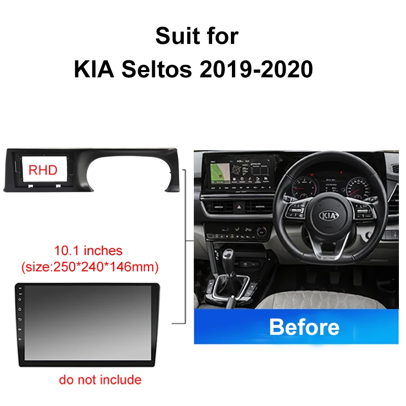 Fo Kia seltos 2019-2020วิทยุติดรถยนต์10.1นิ้ว2 DIN DVD GPS Mp5พลาสติกกรอบแผงหน้าปัดชุดแต่งแผงหน้าปัด