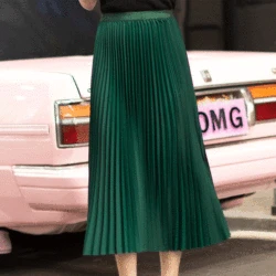 Summer Korean Chic Buttock High Waist Pleated Skirt A-line Solid Color Oversized Dresses Fashion Commuter Robes Women's Clothing