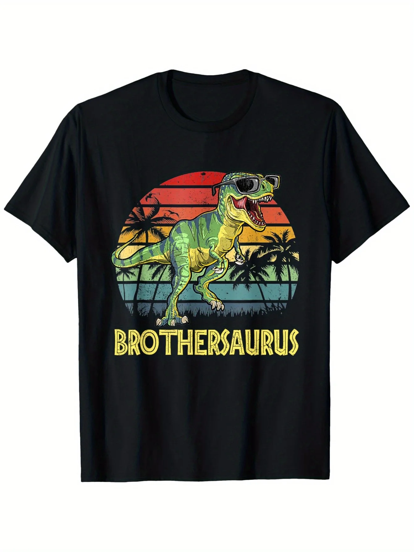 Brother Saurus Dinosaur Brother T Rex Dino Family Matching T-Shirt100% Cotton Round Neck T-shirt Halloween Thanksgiving Christma