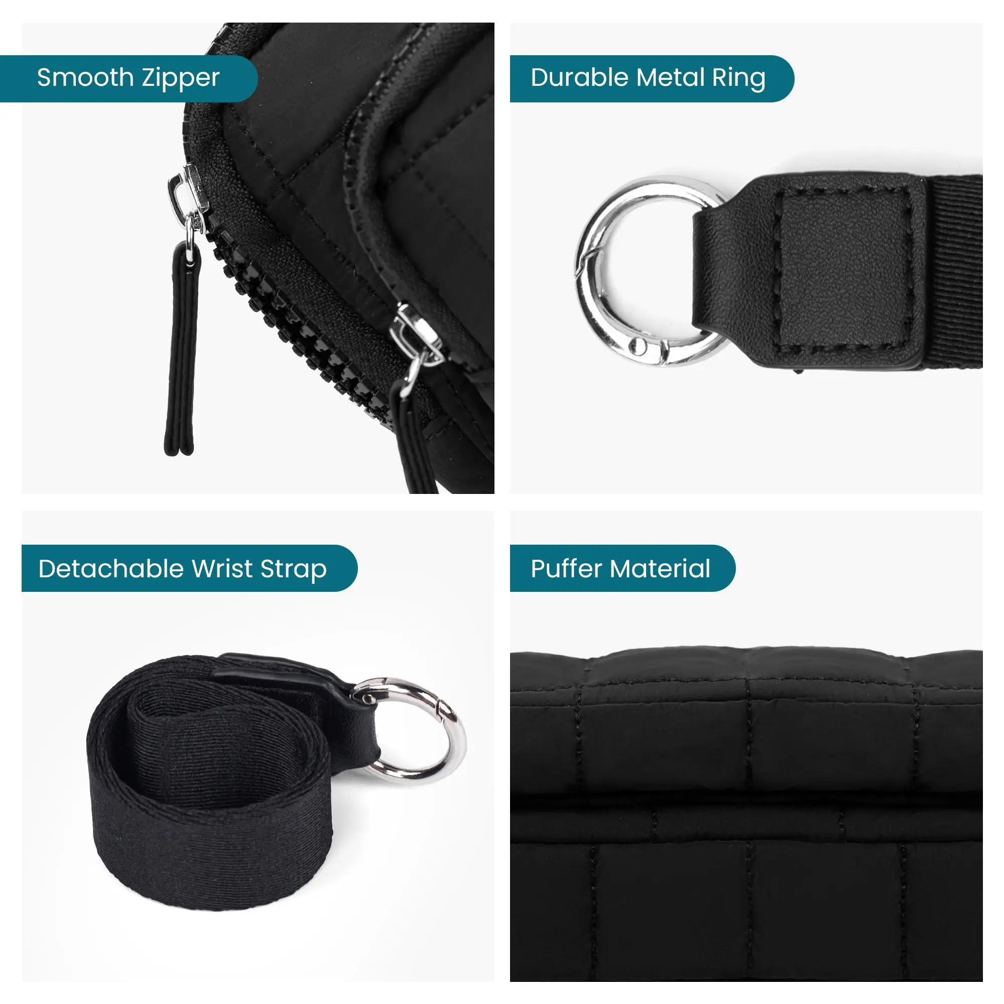 กระเป๋าสตางค์คล้องข้อมือสําหรับผู้หญิงกระเป๋าสตางค์ไนลอนผ้าพร้อมกระเป๋าซิป 3 กระเป๋าสําหรับเดินทางผู้ถือบัตรเครดิตโทรศัพท์ออแกไนเซอร์