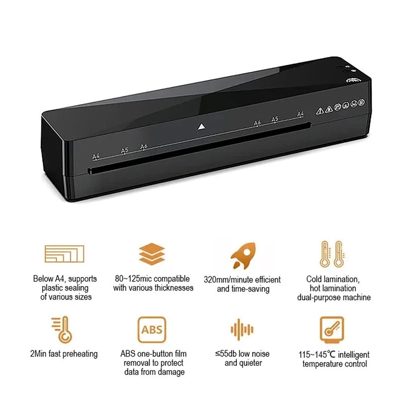 A4 Professional Thermal Office Hot and Cold Laminator for Document Photo Blister Packaging Plastic Desktop Laminator Machine Set